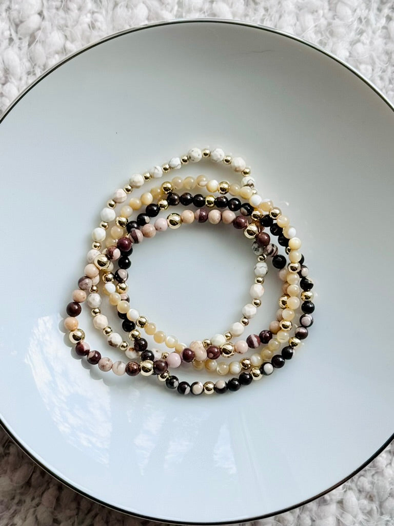 Brown + Cream in Gold (4-stack)