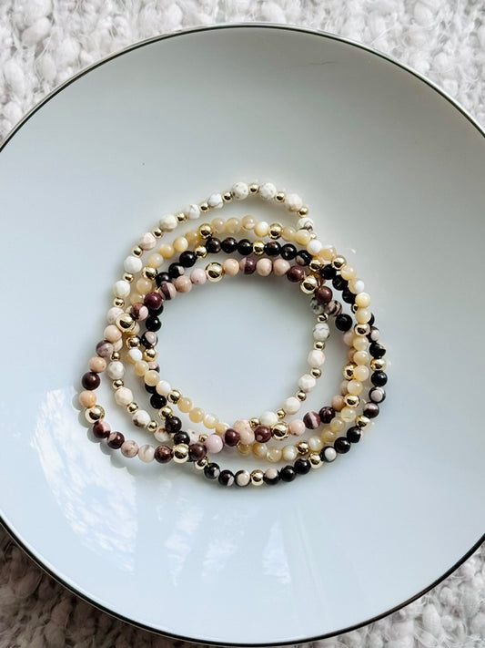 Brown + Cream in Gold (4-stack)