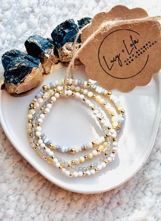 Cream + White in Gold (4-stack)