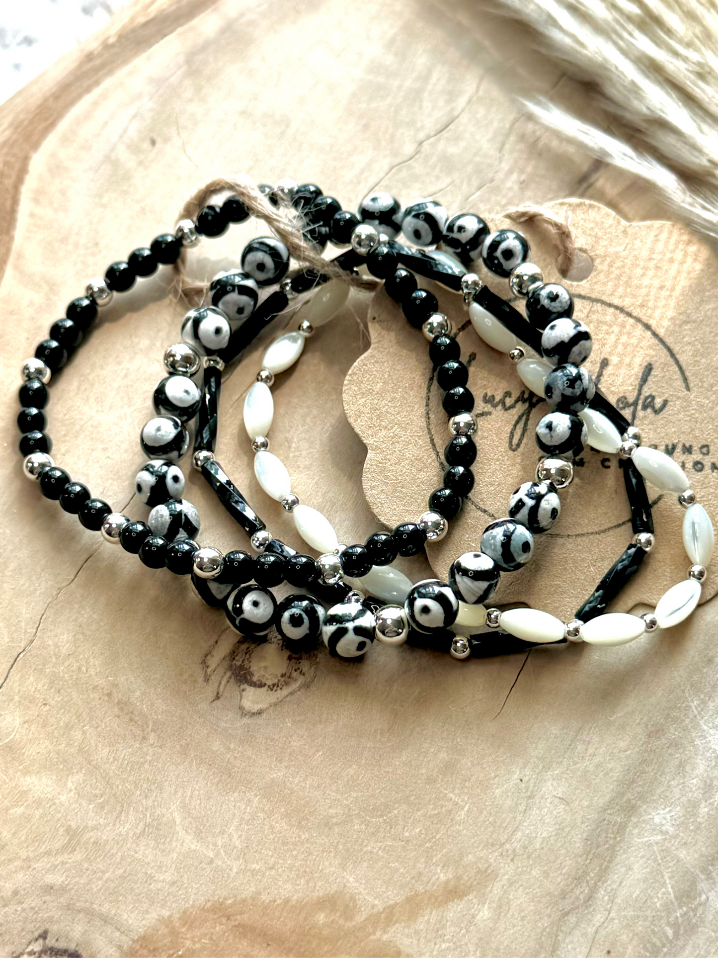 Black + White in Silver Stack (4-stack)