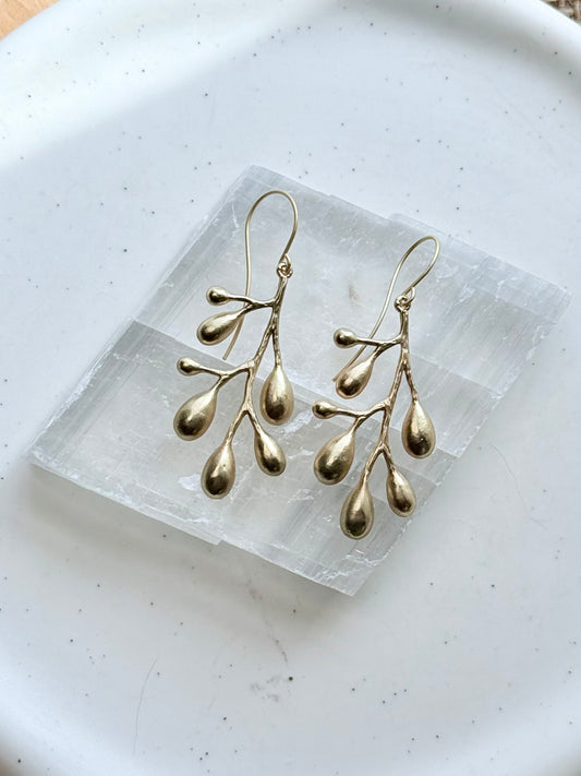 Matte Gold Olive Leaf Earrings