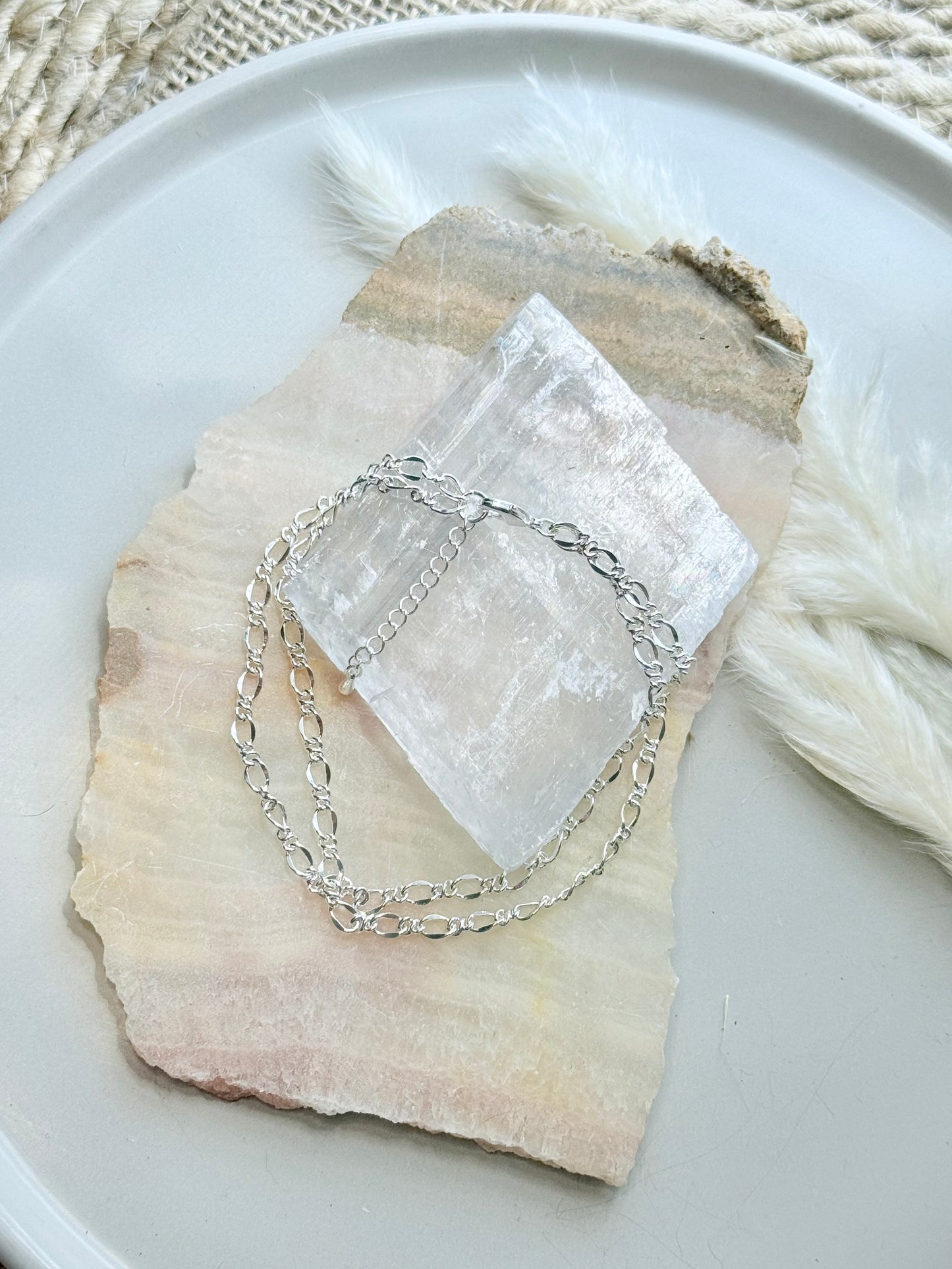 Silver Duet Anklet (Figaro Chains)