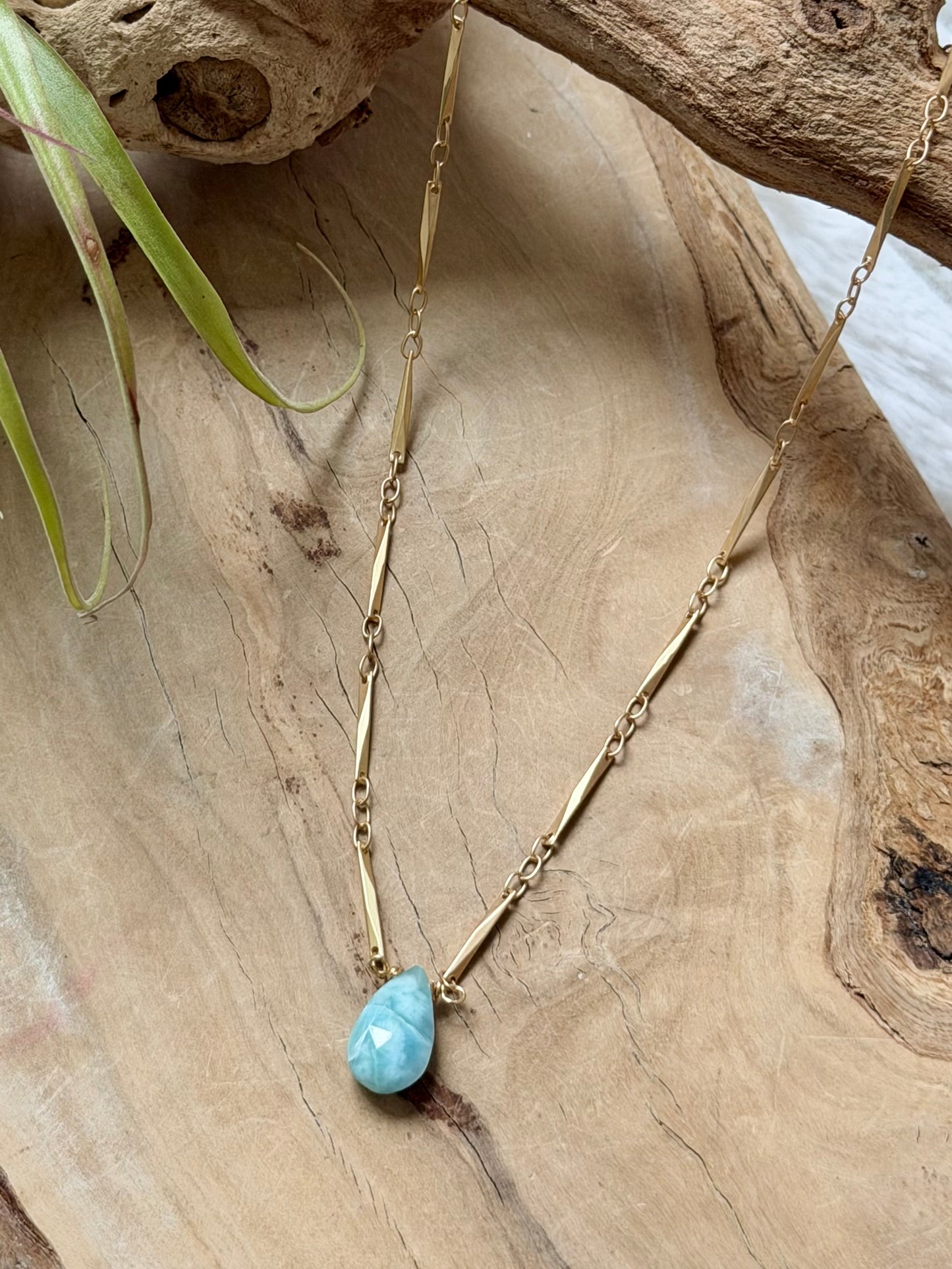 Larimar + Matte Gold Necklace