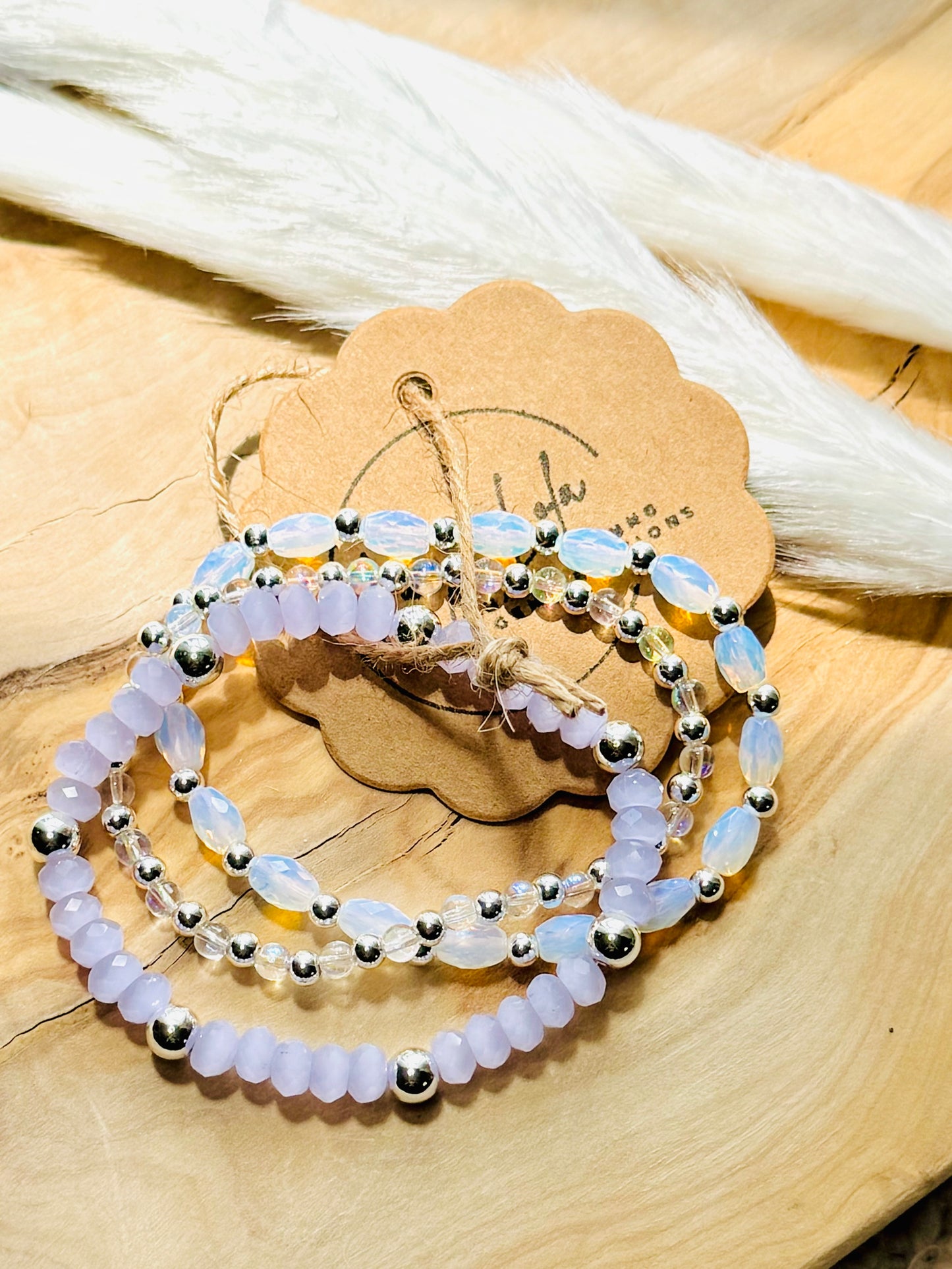 Opalite + Lavender Silver Stack (3-stack)