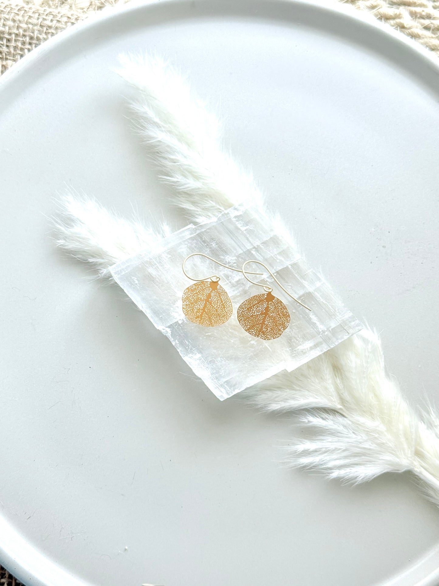 Matte Gold Mini Lacey Leaf Earrings
