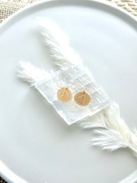 Matte Gold Mini Lacey Leaf Earrings