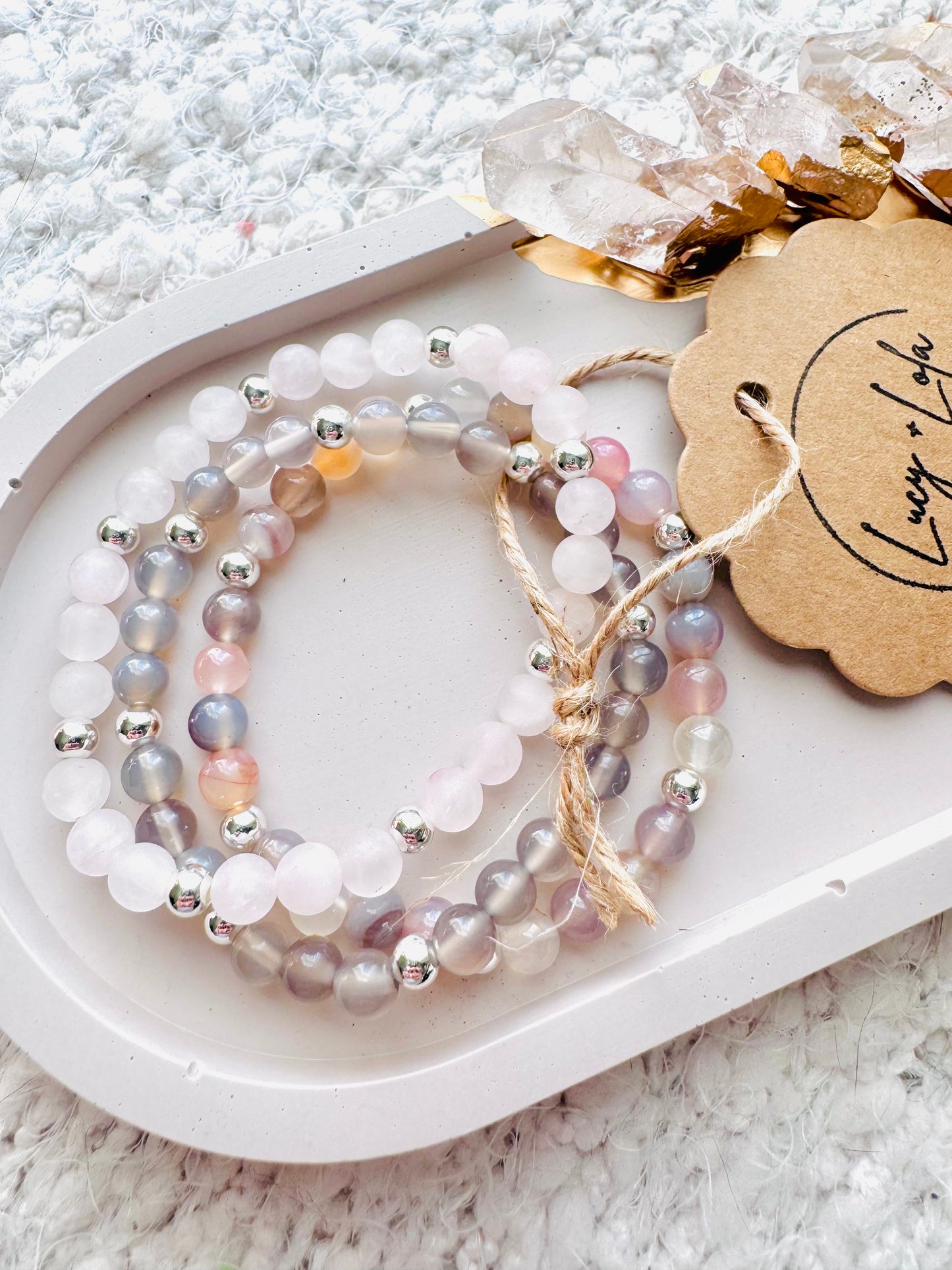 Gray + White in Silver (3-stack)