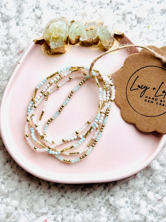 Pink + Blue in Gold Stack (5-stack)