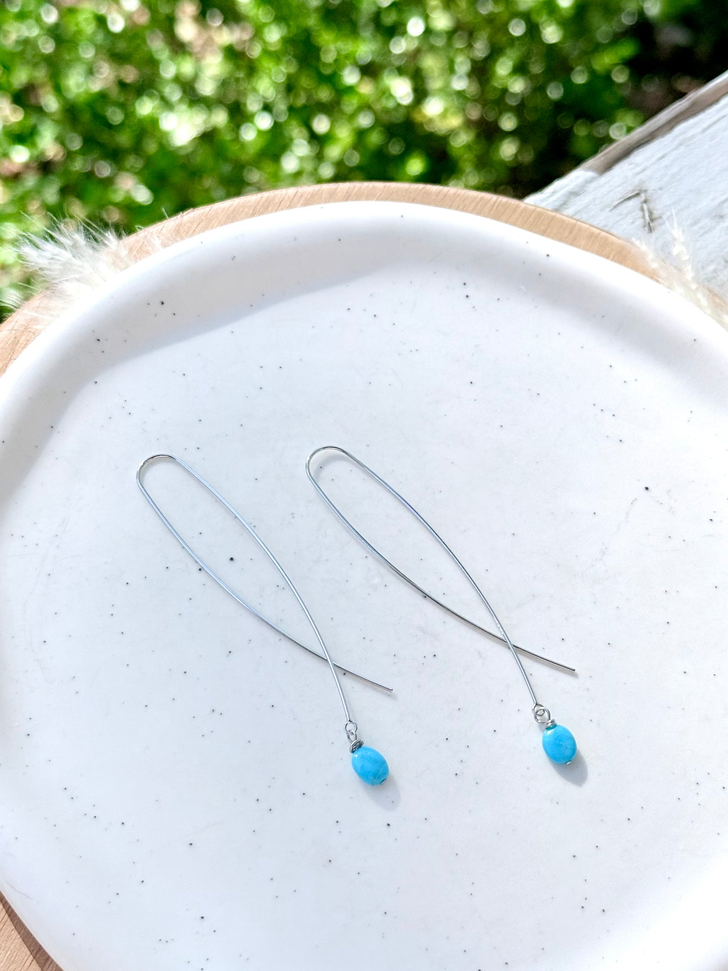 Sleeping Beauty + Silver Twister Threader Earrings