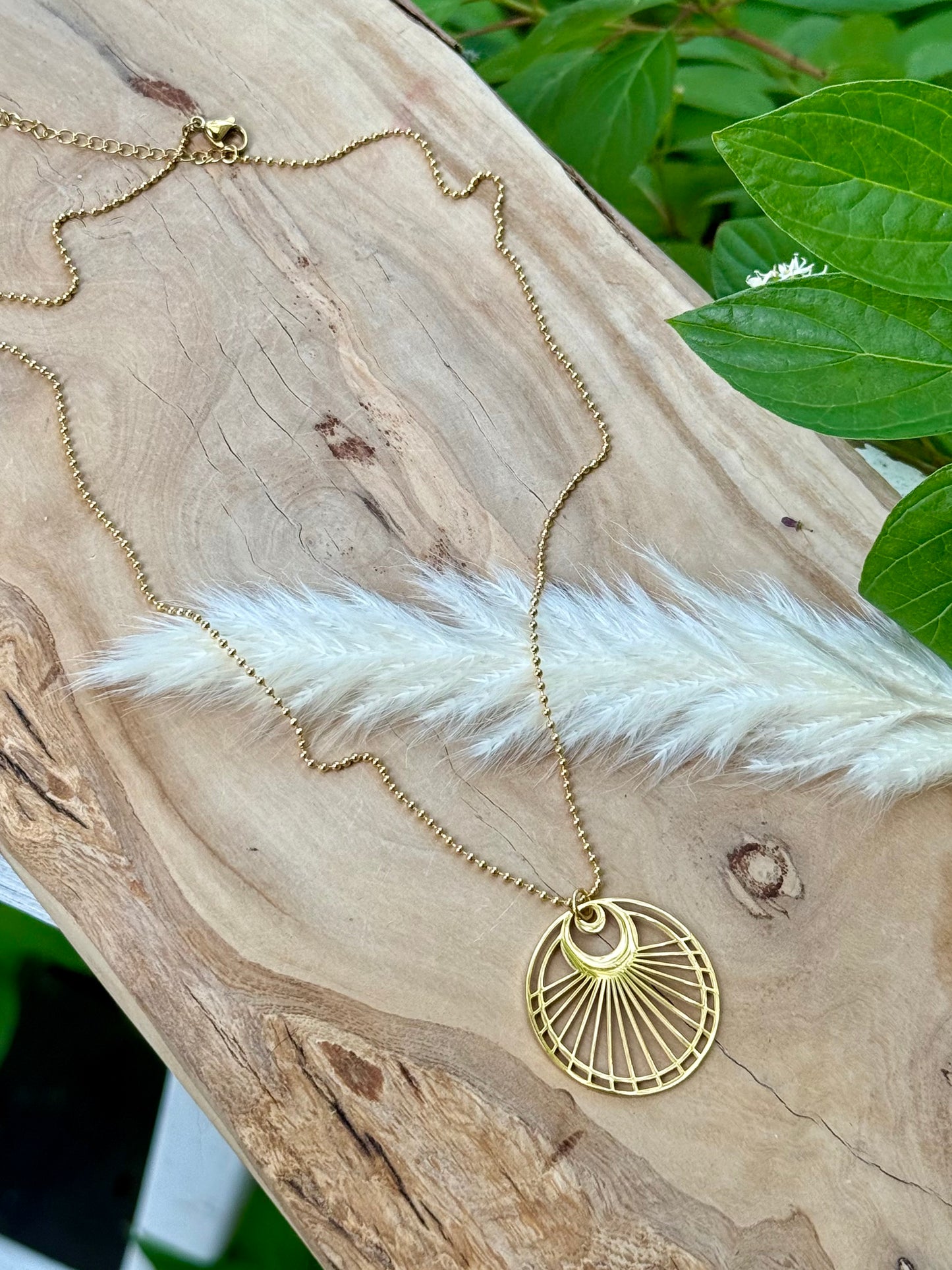 Gold Sun Pendant Necklace