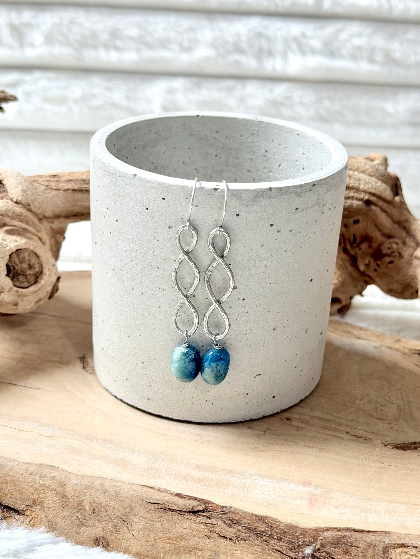 Afghanite + Matte Infinity Earrings