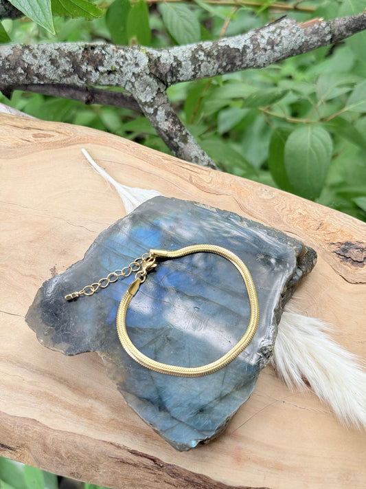 Gold Stainless Steel Herringbone Bracelet