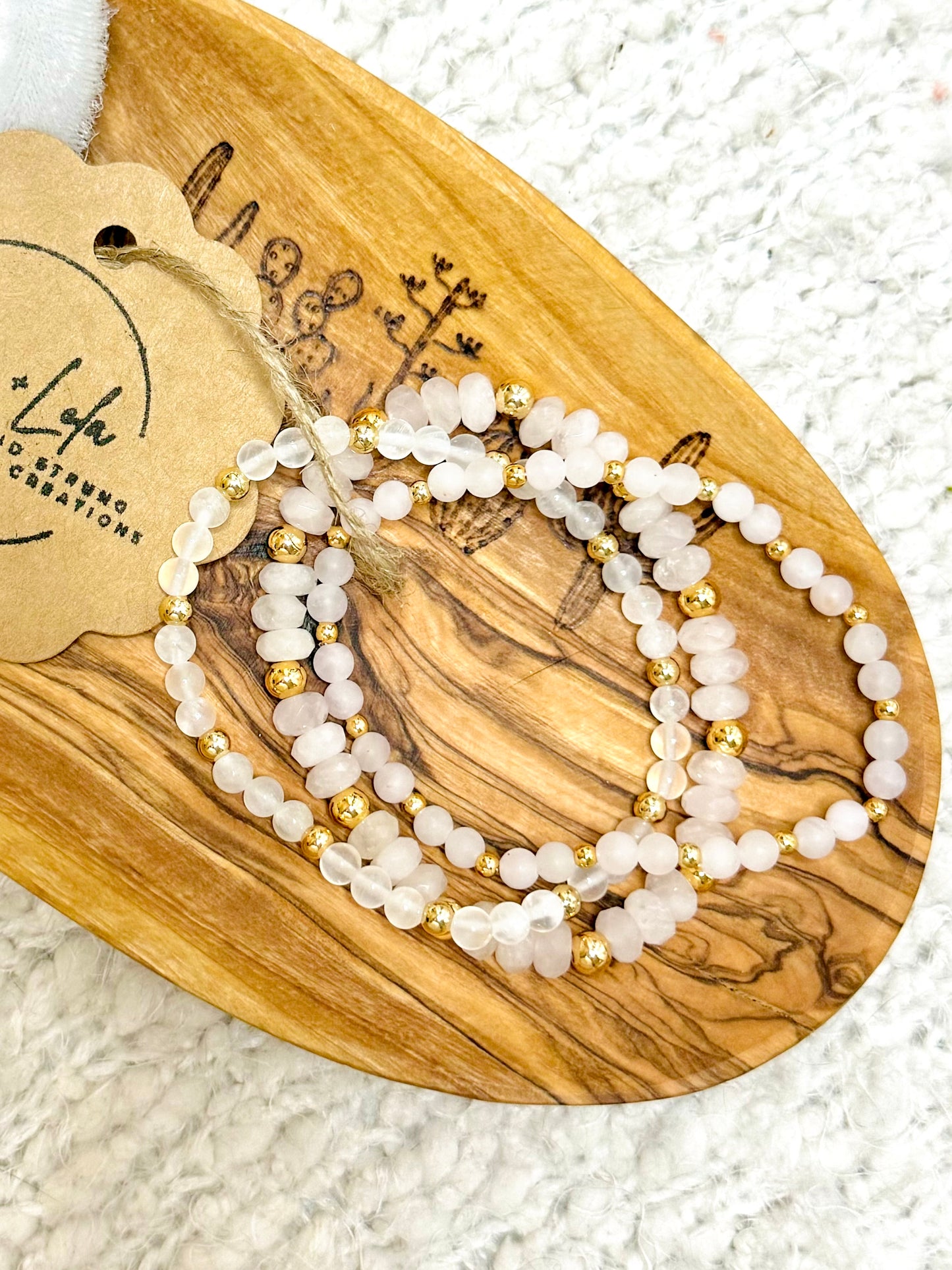 Rose Quartz + Gold (3-stack)