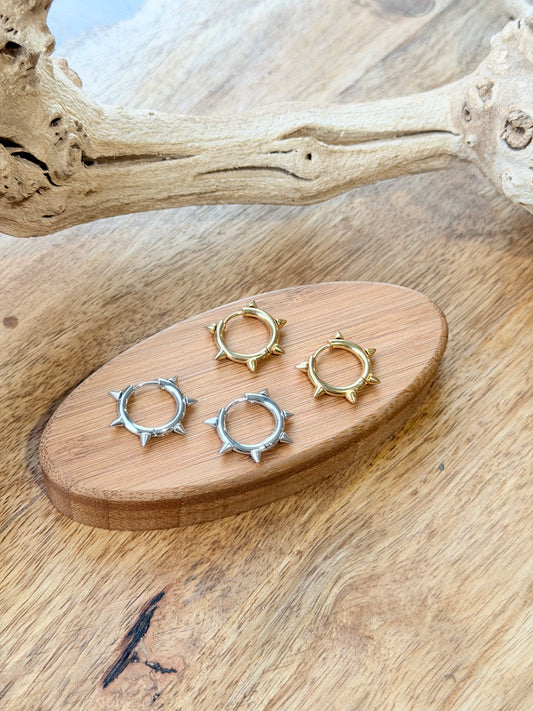 Gold Spike Huggie Hoop Earrings