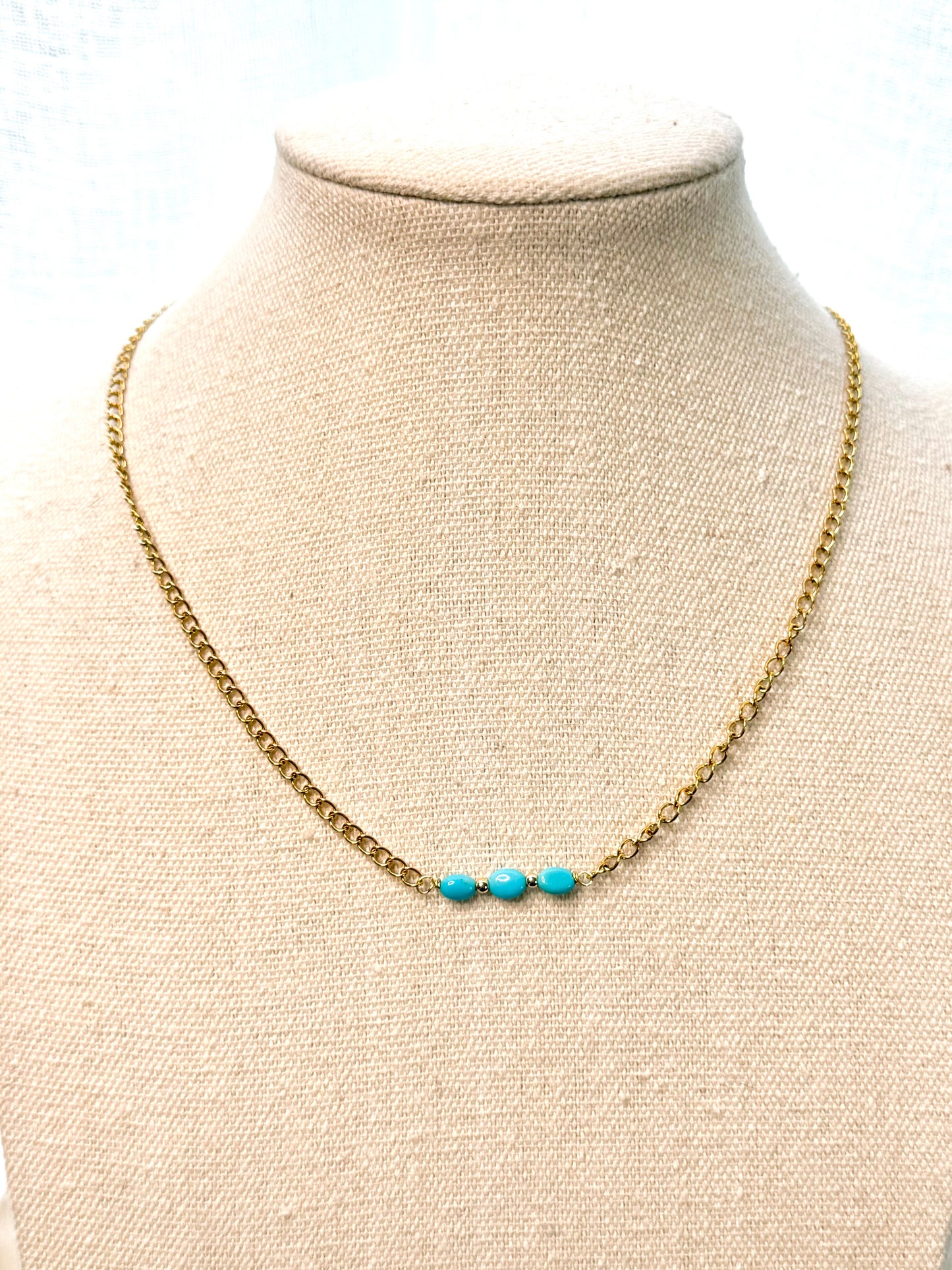 Sleeping Beauty Turquoise Trio + Gold Necklace