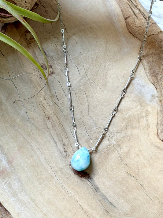 Larimar + Stainless Necklace