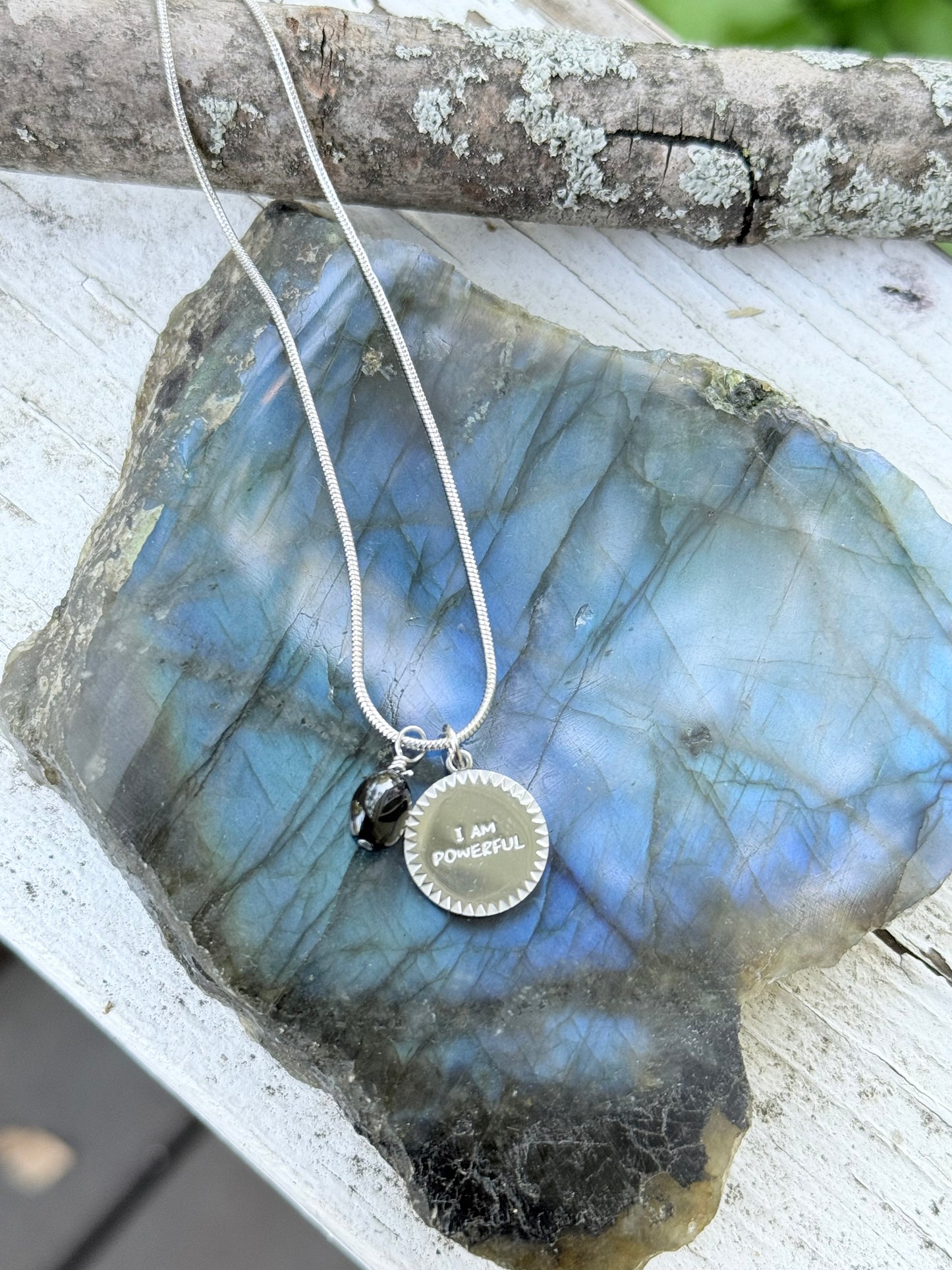 I AM POWERFUL: Black Onyx + Stainless Steel Necklace