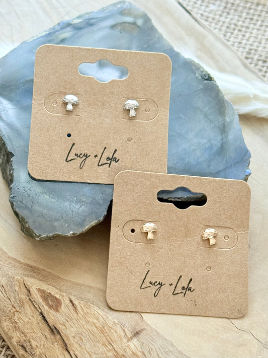 Zircon Mushroom Mini Stud Earrings
