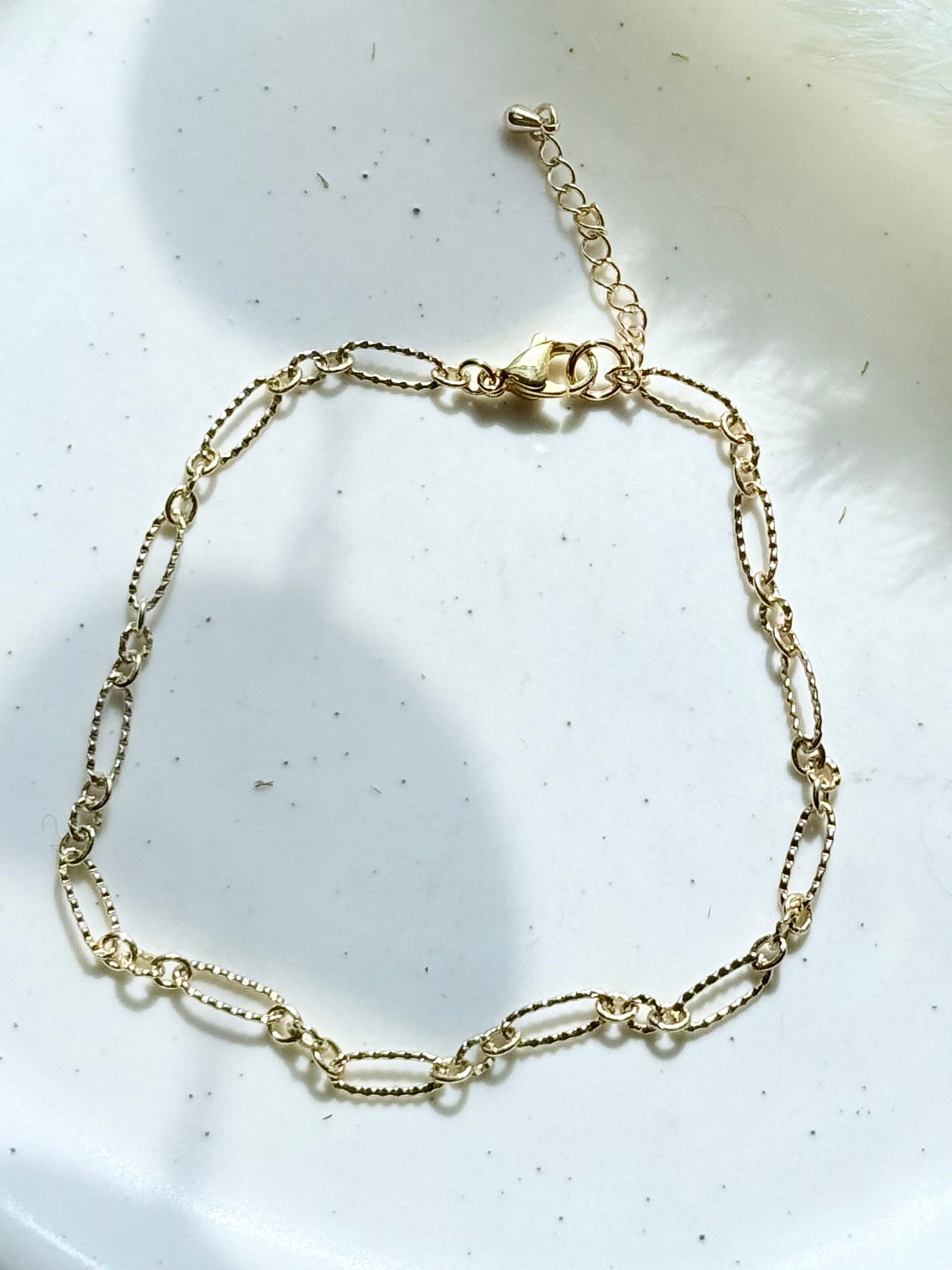 Gold Long + Short Embossed Chain Anklet