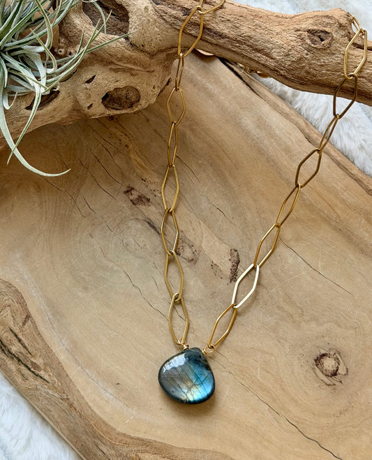 Labradorite + Gold Stainless Steel Necklace