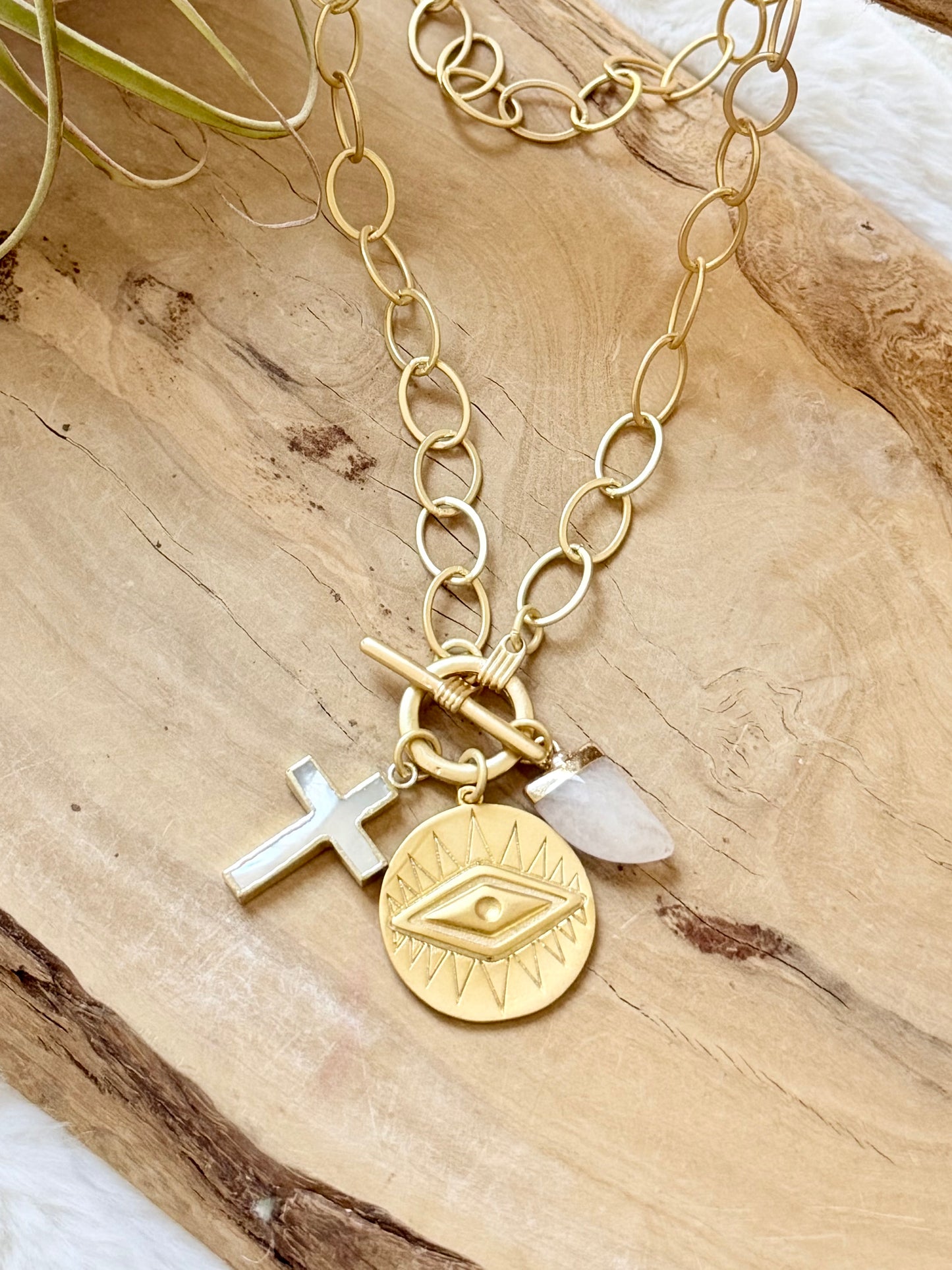 Gold Protection Toggle Necklace
