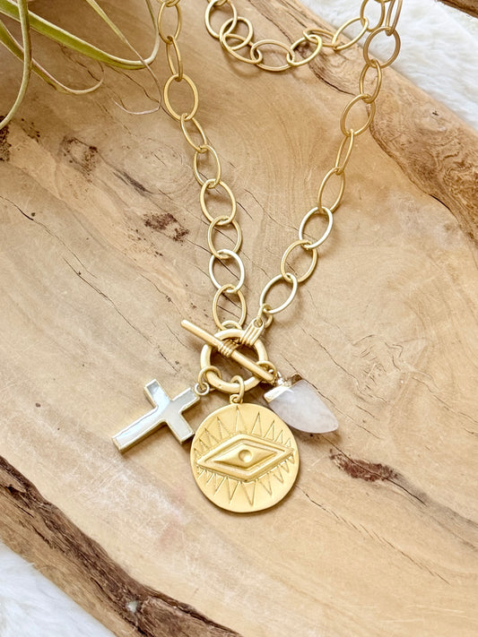 Gold Protection Toggle Necklace