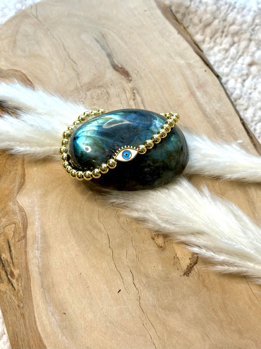 White + Gold Evil Eye Bracelet