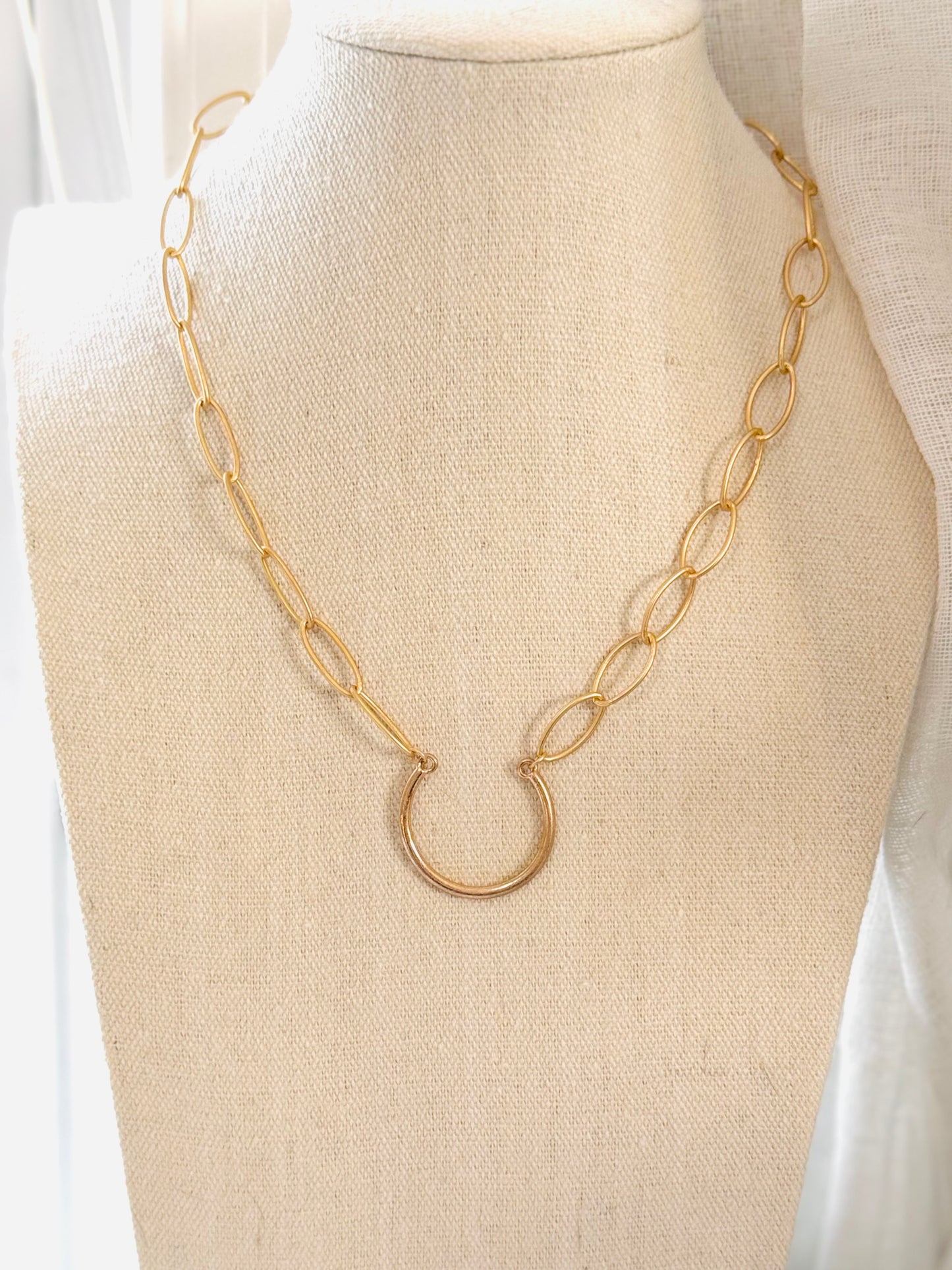 Chunky Matte Gold Horseshoe Necklace