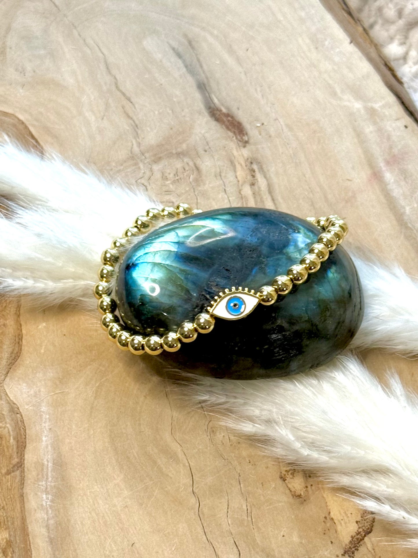 White + Gold Evil Eye Bracelet