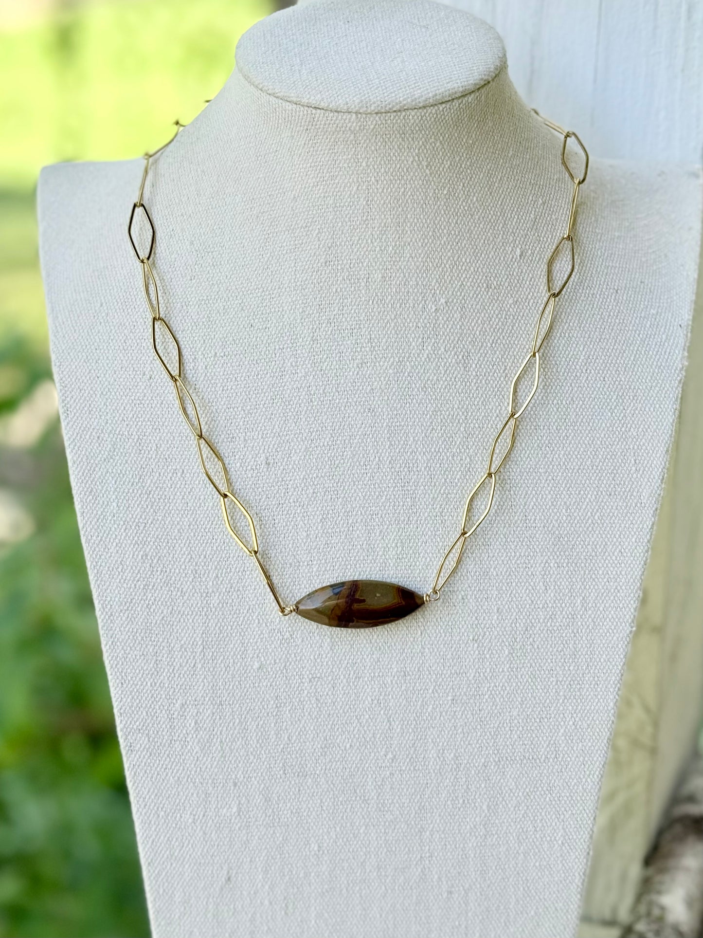 Jasper + Gold Stainless Steel Necklace