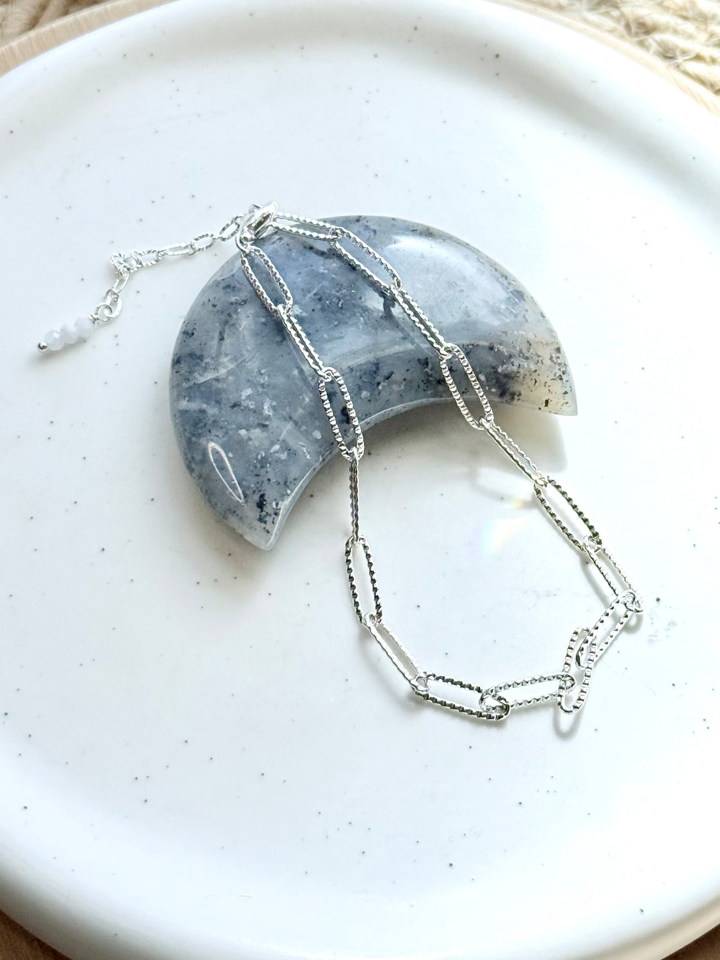 Silver Embossed Paperclip Anklet