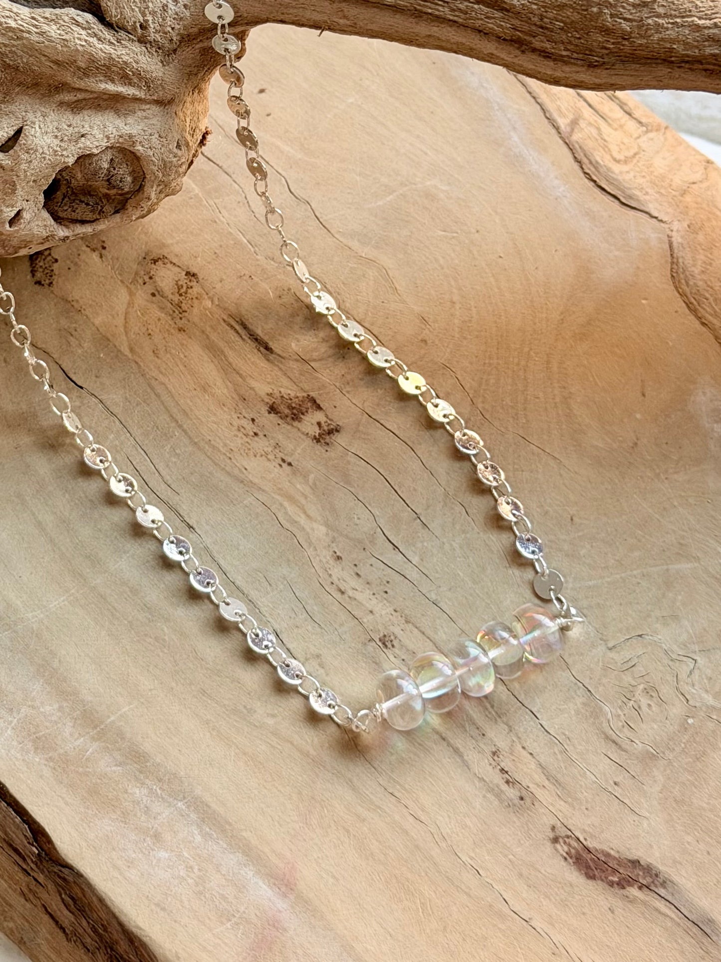 Aura Quartz + Silver Bar Necklace