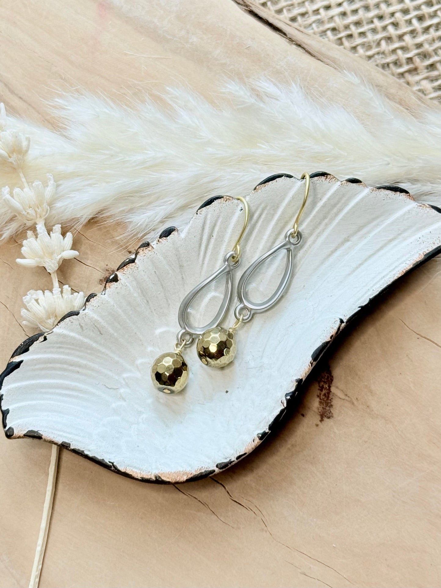 Champagne Hematite + Matte Mixed Metal Twist Earrings