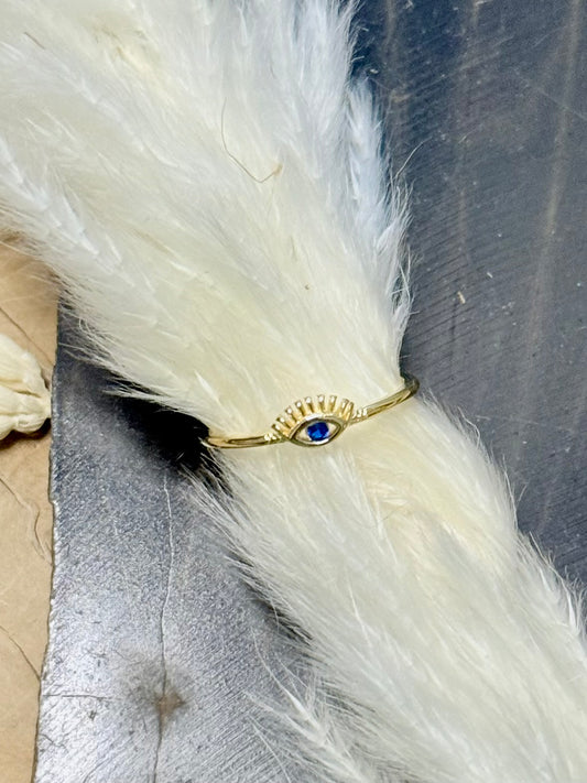 Gold Filled Blue Evil Eye Ring