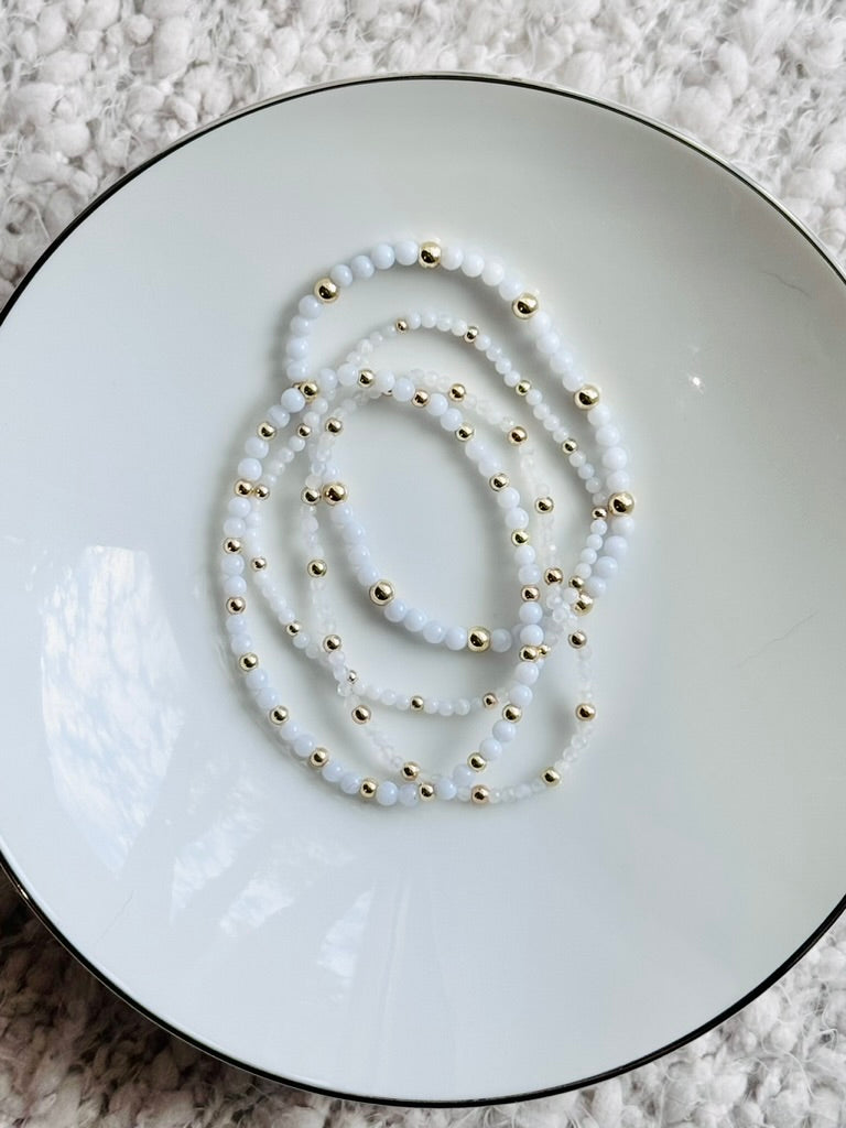 Blue Lace Agate + Gold (4-stack)