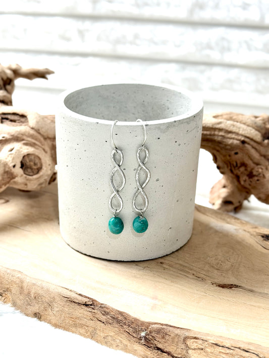 Tibetan Turquoise + Matte Infinity Earrings