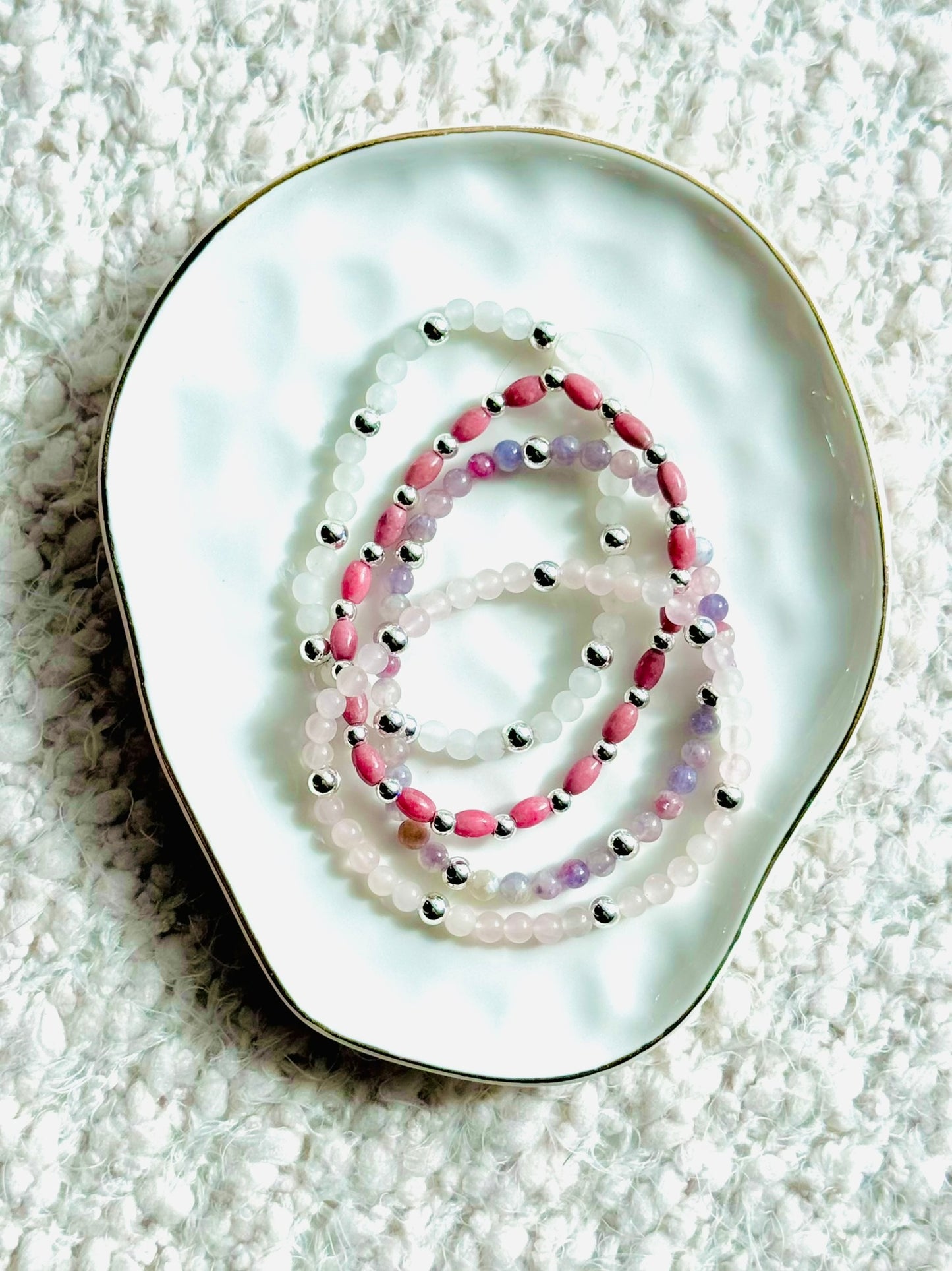 Purple + Pink Silver Stack (4-stack)