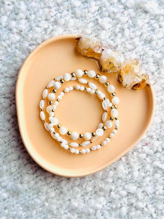 Mother of Pearl + Gold Stack (3-stack)