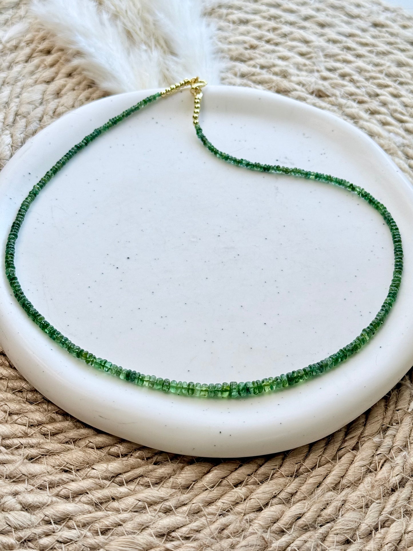 Luxe Emerald + Gold Beaded Necklace