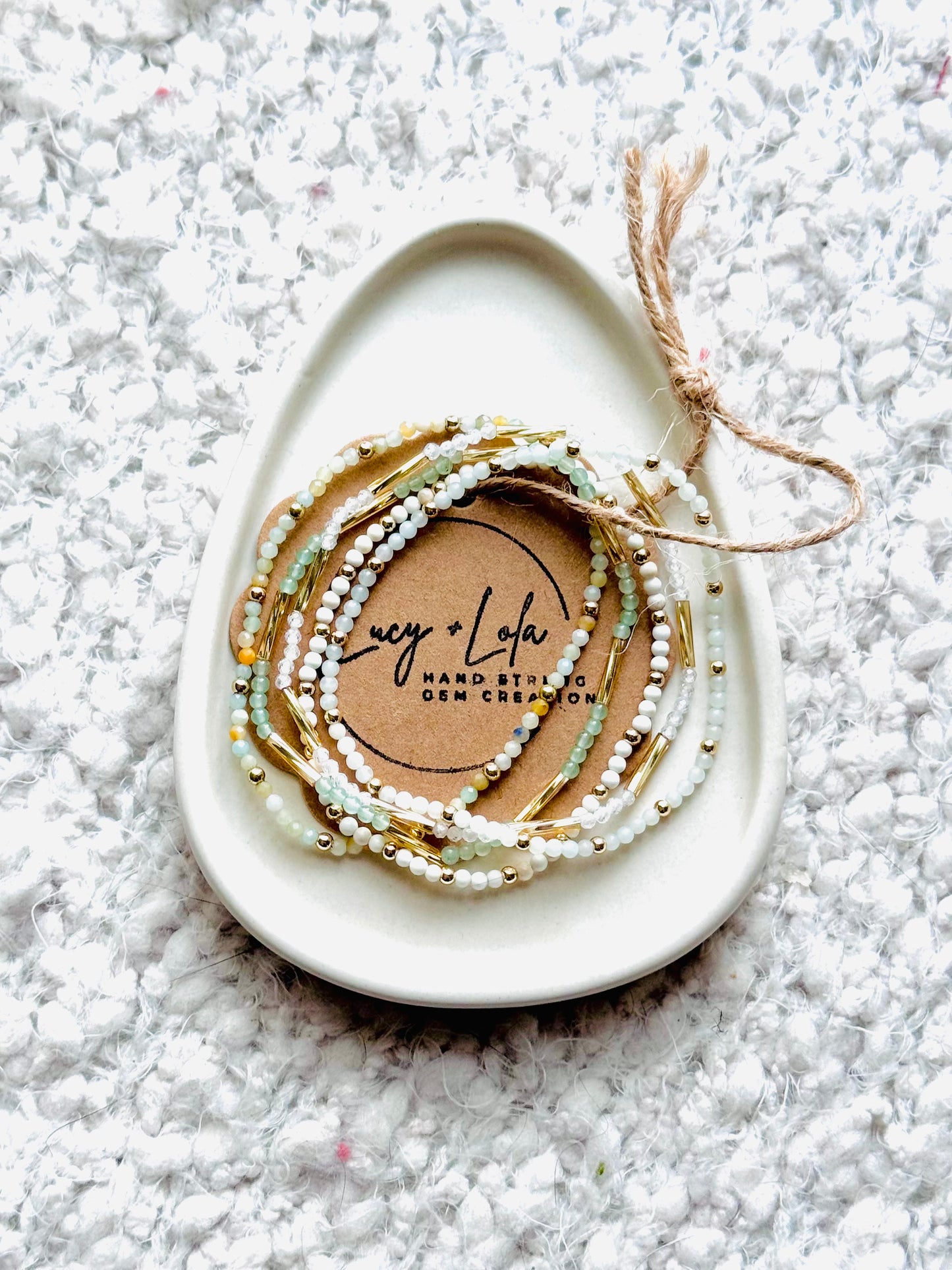 Pale Green + Gold Stack (5-stack)