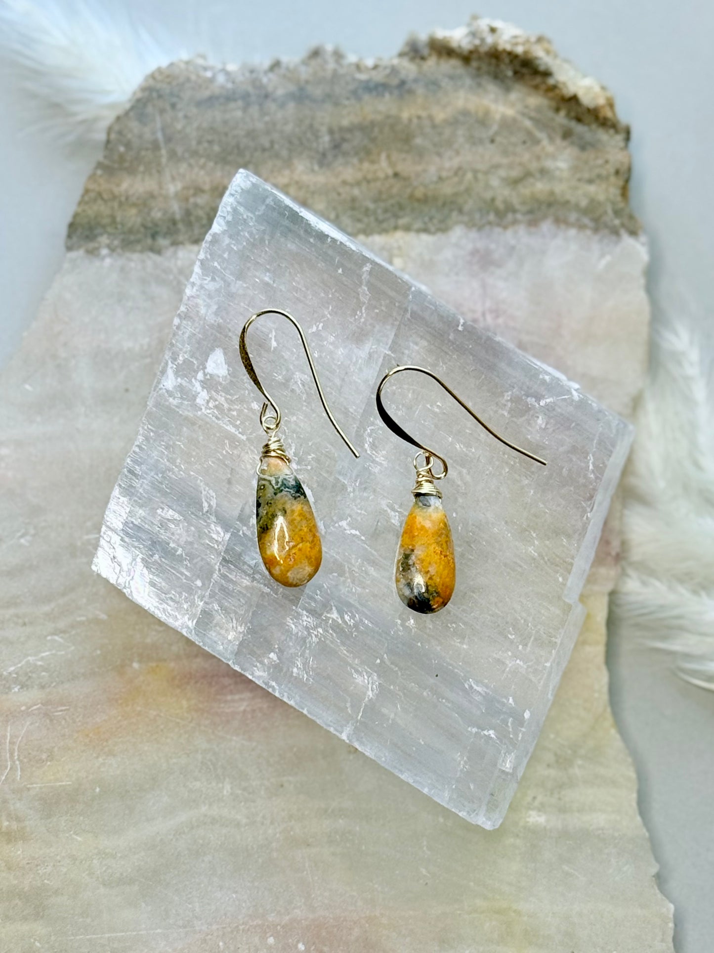 Bumblebee Jasper + Gold Earrings