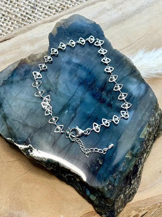 Silver Stainless Steel Evil Eye Bracelet