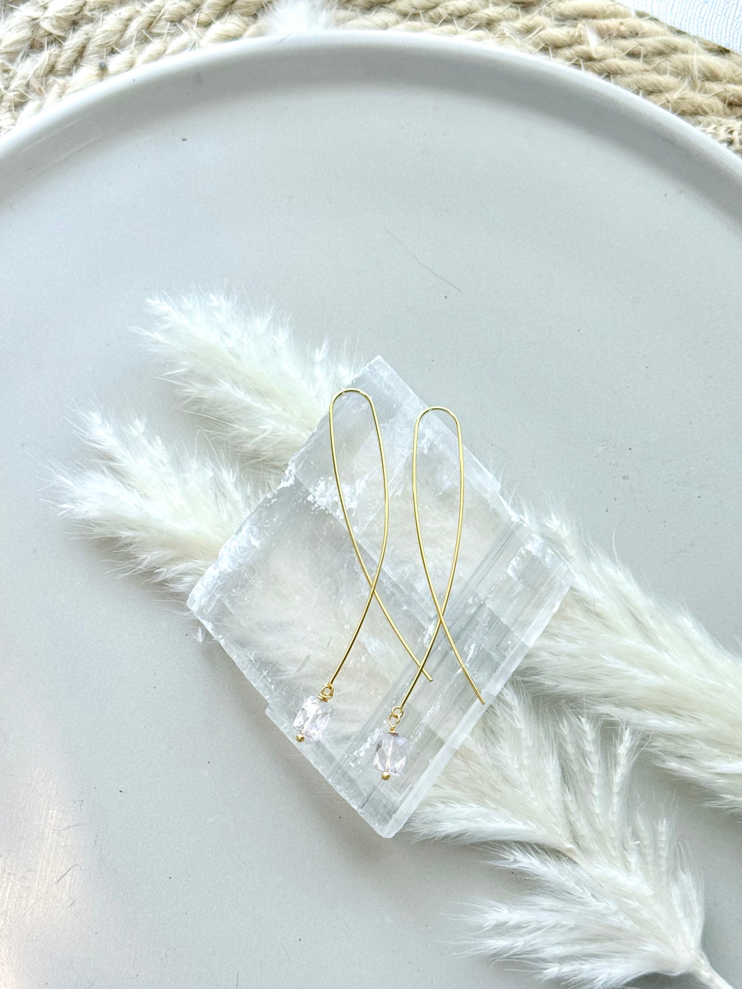 Pink Amethyst + Gold Twister Threader Earrings