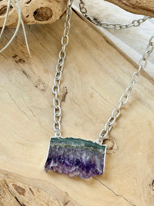 Amethyst Stalactite + Silver Necklace