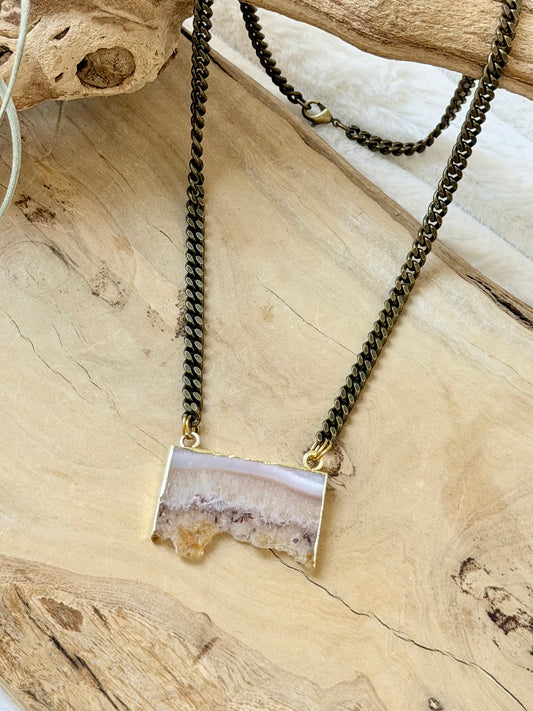 Rough Cut Citrine + Antique Brass Necklace