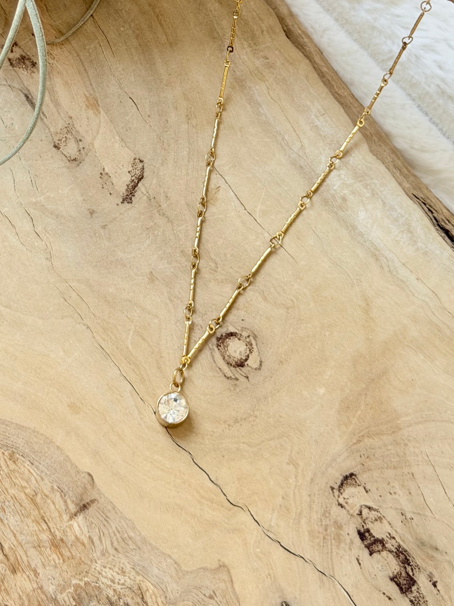 Zircon + Gold Stainless Steel Necklace