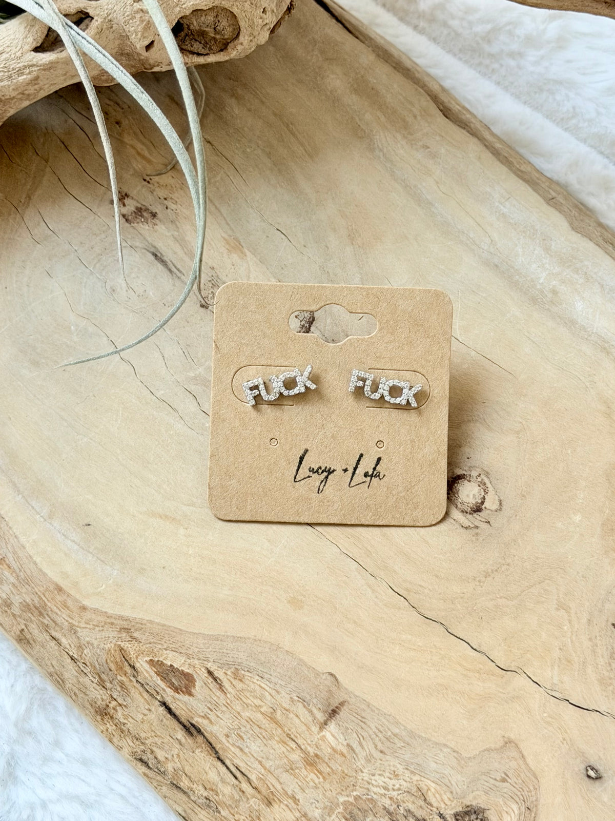 Zircon Fuck Mini Stud Earrings