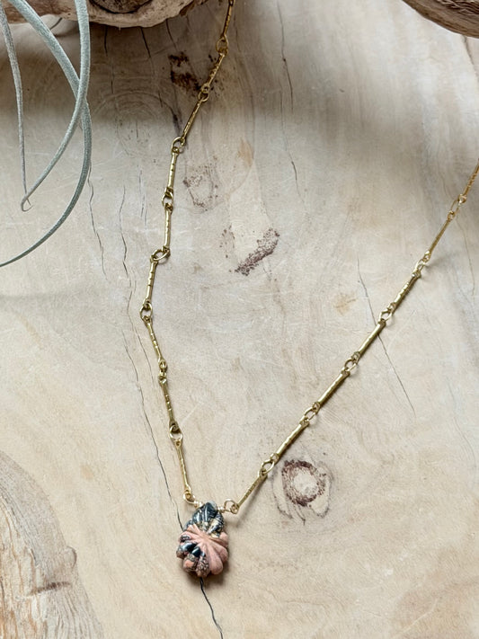 Hand-Carved Jasper + Gold Necklace