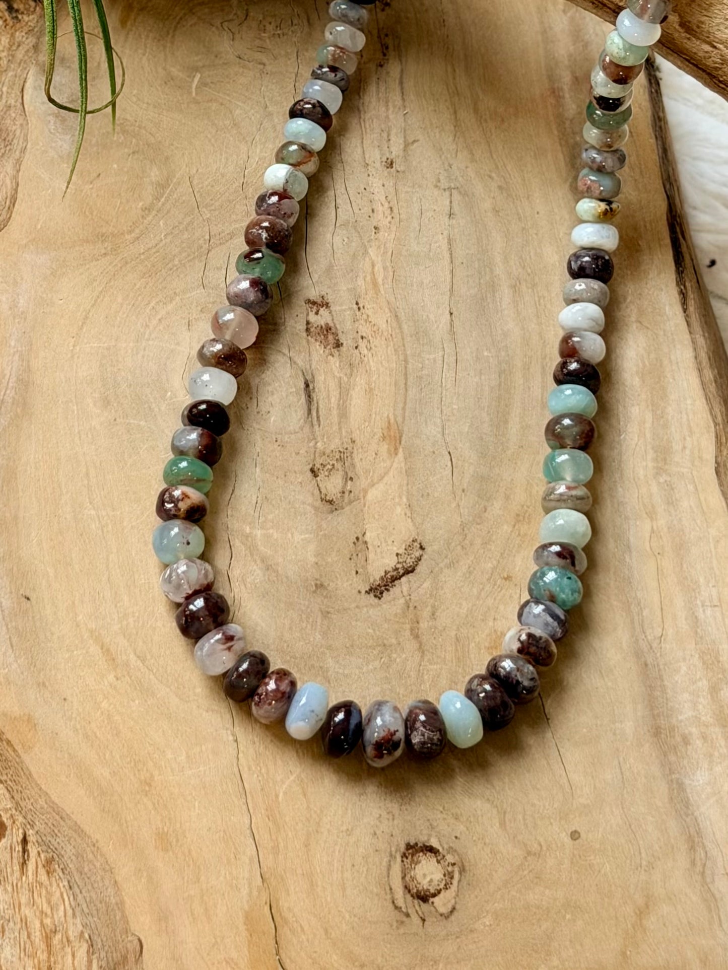 Aqua Fresh Chalcedony + Gold Beaded Necklace