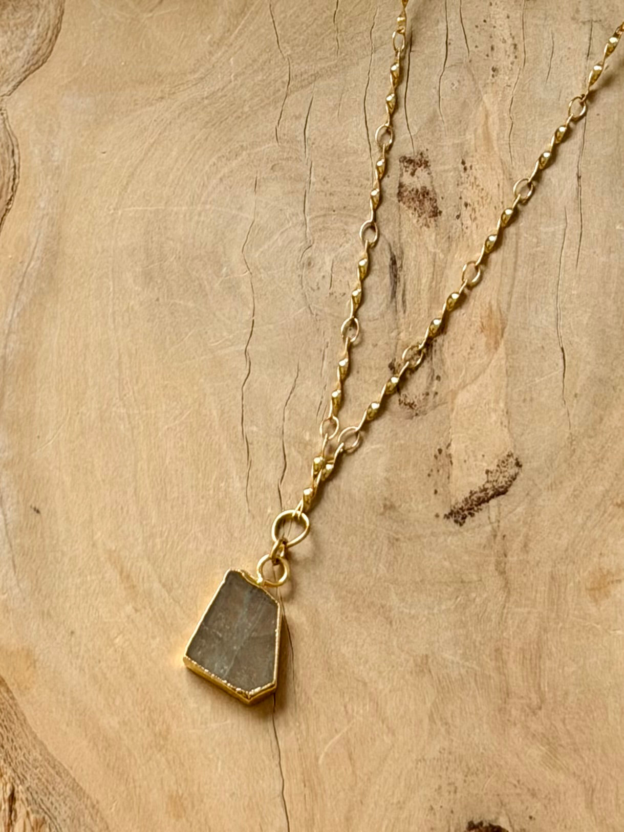 Labradorite + Gold Stainless Steel Necklace
